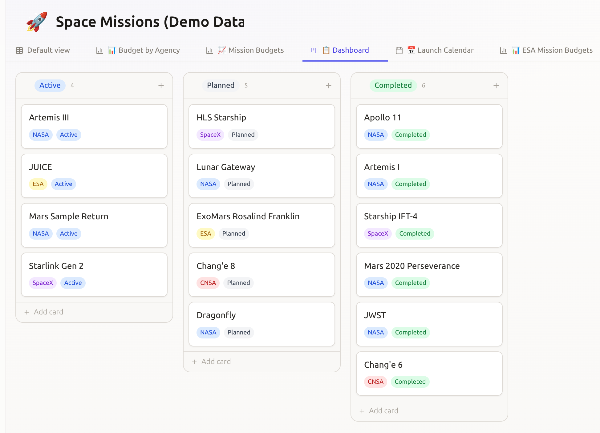 Dokyo database kanban board view