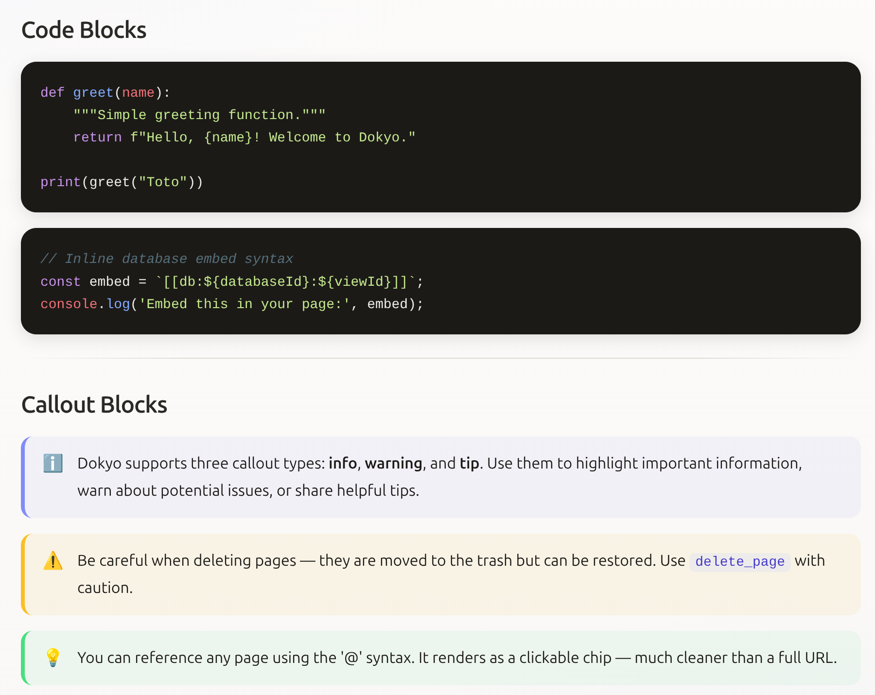 Dokyo editor with lists and checkboxes